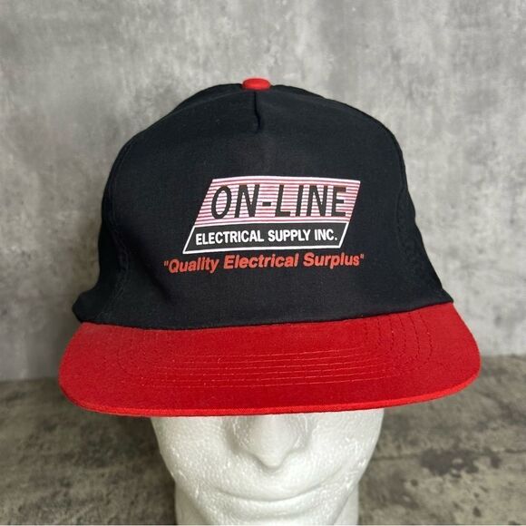 On Line Electric Supply Inc.‎ Black Red Adjustable Snapback Hat OS - Picture 1 of 11